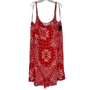 Torrid Super Soft Knit red paisley bandana paisley print tank romper size 5